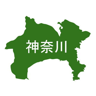 神奈川県の無料フリーイラスト|日本語・都道府県名あり(緑)
