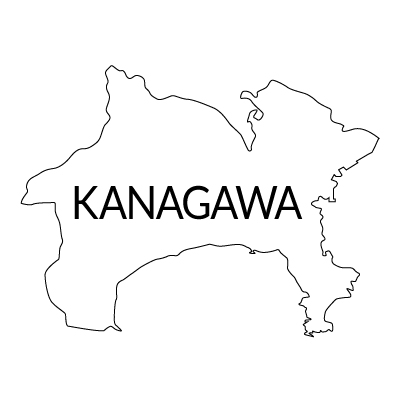 神奈川県の無料フリーイラスト｜英語・都道府県名あり(白)