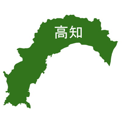 高知県の無料フリーイラスト｜日本語・都道府県名あり(緑)