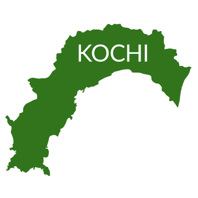 高知県の無料フリーイラスト｜英語・都道府県名あり(緑)