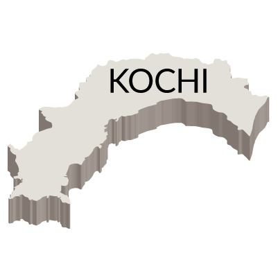 高知県の無料フリーイラスト｜英語・都道府県名あり・立体(白)