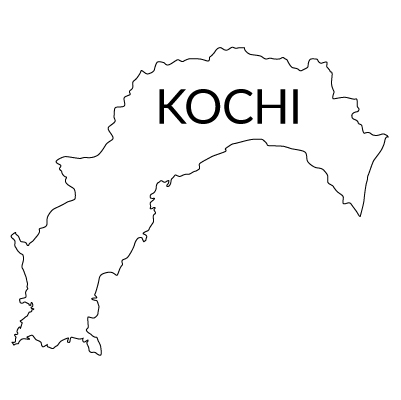 高知県の無料フリーイラスト｜英語・都道府県名あり(白)