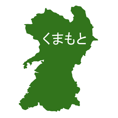 熊本県の無料フリーイラスト|日本語・ひらがな・都道府県名あり(緑)
