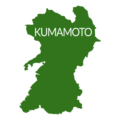 熊本県の無料フリーイラスト｜英語・都道府県名あり(緑)