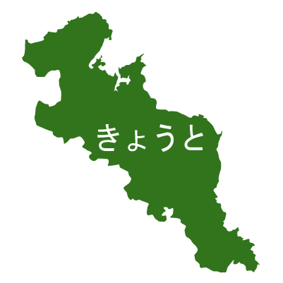 京都府の無料フリーイラスト|日本語・ひらがな・都道府県名あり(緑)