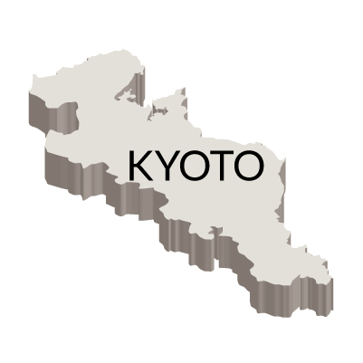 京都府の無料フリーイラスト|英語・都道府県名あり・立体(白)
