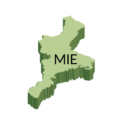 三重県の無料フリーイラスト｜英語・都道府県名あり・立体(緑)