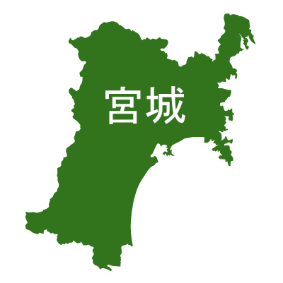 宮城県の無料フリーイラスト|日本語・都道府県名あり(緑)