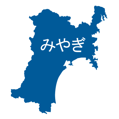 宮城県の無料フリーイラスト|日本語・ひらがな・都道府県名あり(青)
