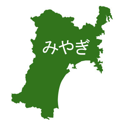 宮城県の無料フリーイラスト｜日本語・ひらがな・都道府県名あり(緑)