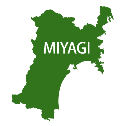 宮城県の無料フリーイラスト｜英語・都道府県名あり(緑)