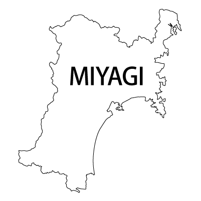 宮城県の無料フリーイラスト｜英語・都道府県名あり(白)