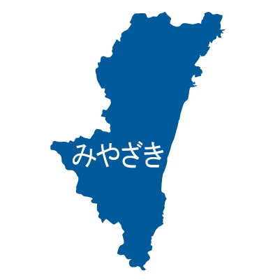 宮崎県の無料フリーイラスト|日本語・ひらがな・都道府県名あり(青)