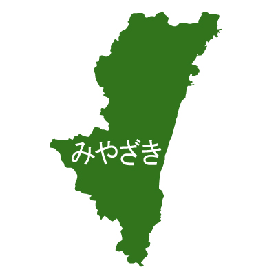 宮崎県の無料フリーイラスト|日本語・ひらがな・都道府県名あり(緑)