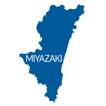 宮崎県の無料フリーイラスト｜英語・都道府県名あり(青)