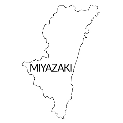 宮崎県の無料フリーイラスト|英語・都道府県名あり(白)