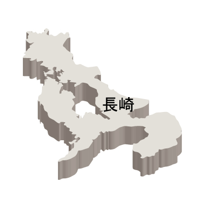 長崎県の無料フリーイラスト｜日本語・都道府県名あり・立体(白)
