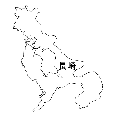 長崎県の無料フリーイラスト|日本語・都道府県名あり(白)