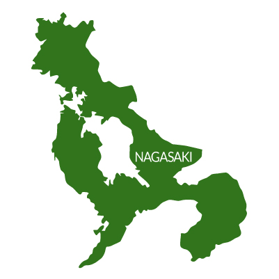 長崎県の無料フリーイラスト｜英語・都道府県名あり(緑)
