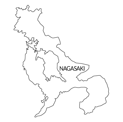長崎県の無料フリーイラスト｜英語・都道府県名あり(白)