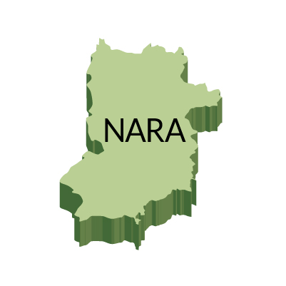 奈良県の無料フリーイラスト｜英語・都道府県名あり・立体(緑)