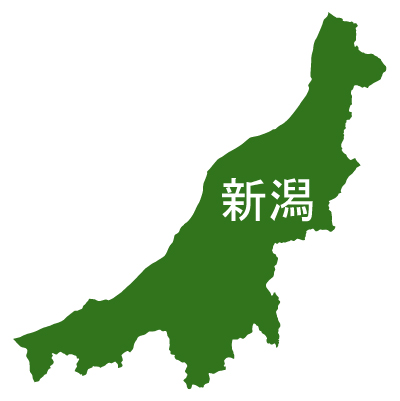 新潟県の無料フリーイラスト｜日本語・都道府県名あり(緑)