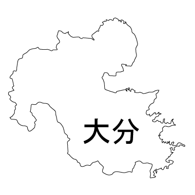 大分県の無料フリーイラスト｜日本語・都道府県名あり(白)