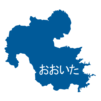 大分県の無料フリーイラスト|日本語・ひらがな・都道府県名あり(青)