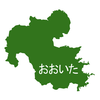 大分県の無料フリーイラスト｜日本語・ひらがな・都道府県名あり(緑)