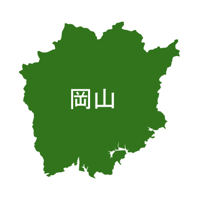 岡山県の無料フリーイラスト|日本語・都道府県名あり(緑)