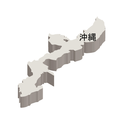 沖縄県の無料フリーイラスト｜日本語・都道府県名あり・立体(白)