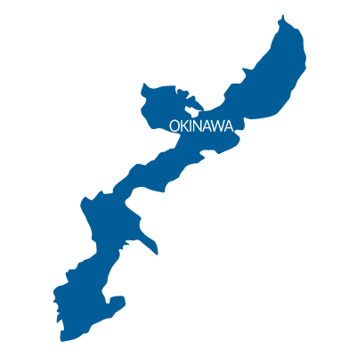 沖縄県の無料フリーイラスト｜英語・都道府県名あり(青)