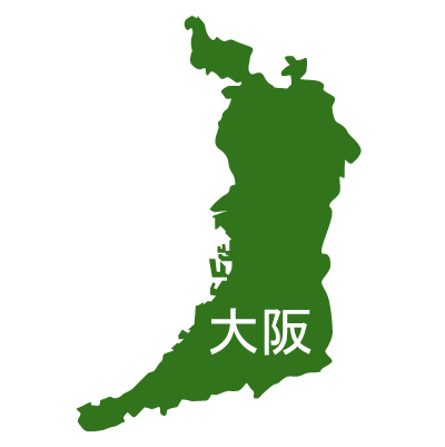 大阪府の無料フリーイラスト｜日本語・都道府県名あり(緑)