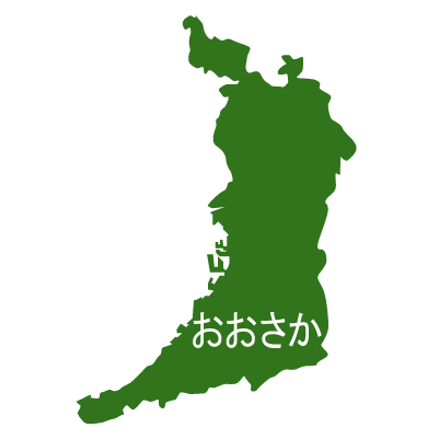 大阪府の無料フリーイラスト|日本語・ひらがな・都道府県名あり(緑)