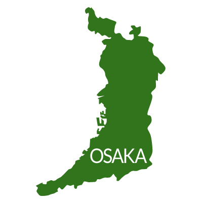大阪府の無料フリーイラスト|英語・都道府県名あり(緑)