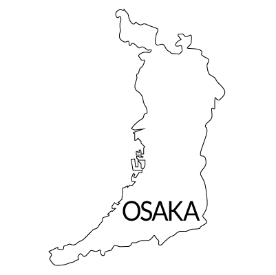 大阪府の無料フリーイラスト|英語・都道府県名あり(白)
