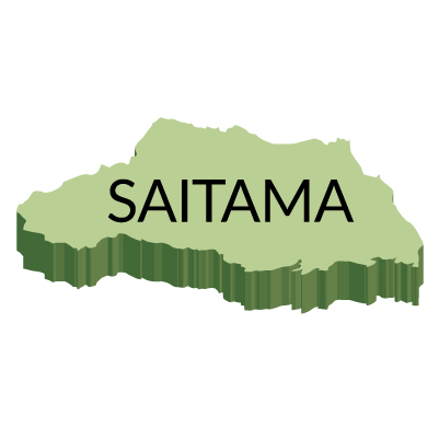 埼玉県の無料フリーイラスト｜英語・都道府県名あり・立体(緑)