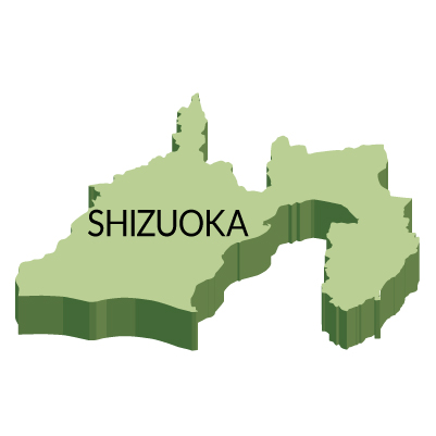 静岡県の無料フリーイラスト|英語・都道府県名あり・立体(緑)