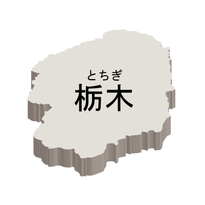 栃木県の無料フリーイラスト|日本語・都道府県名あり・ルビあり・立体(白)