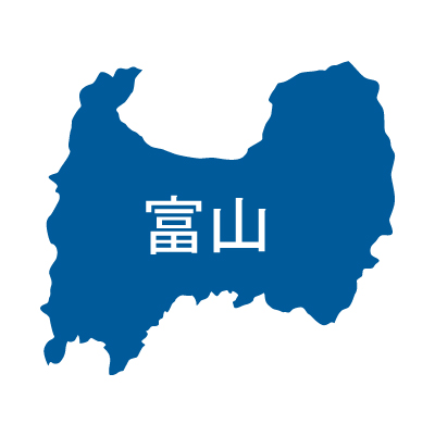 富山県の無料フリーイラスト|日本語・都道府県名あり(青)