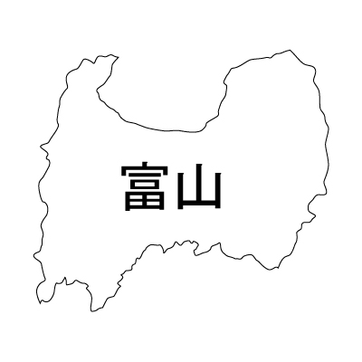 富山県の無料フリーイラスト｜日本語・都道府県名あり(白)