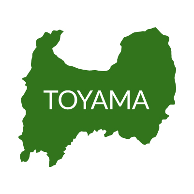 富山県の無料フリーイラスト｜英語・都道府県名あり(緑)