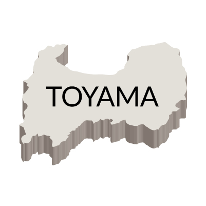 富山県の無料フリーイラスト｜英語・都道府県名あり・立体(白)