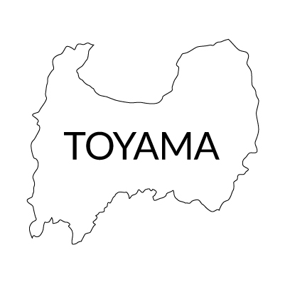 富山県の無料フリーイラスト｜英語・都道府県名あり(白)