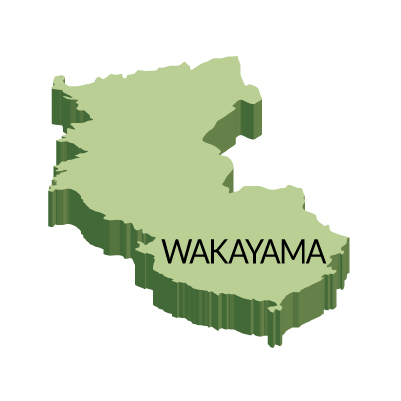 和歌山県の無料フリーイラスト|英語・都道府県名あり・立体(緑)