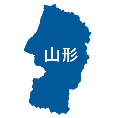 山形県の無料フリーイラスト｜日本語・都道府県名あり(青)