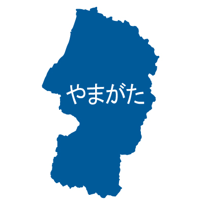 山形県の無料フリーイラスト｜日本語・ひらがな・都道府県名あり(青)