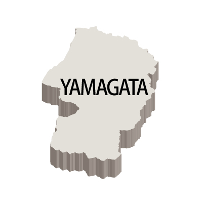 山形県の無料フリーイラスト｜英語・都道府県名あり・立体(白)
