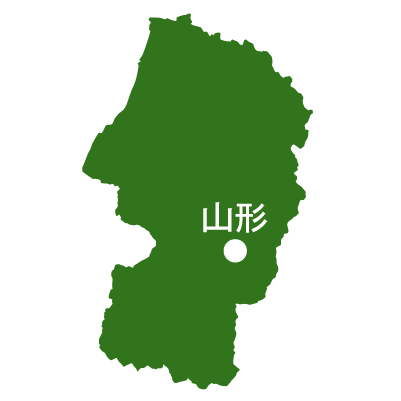 山形県の無料フリーイラスト｜日本語・県庁所在地あり(緑)