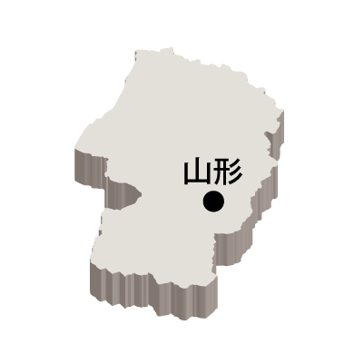 山形県の無料フリーイラスト｜日本語・県庁所在地あり・立体(白)